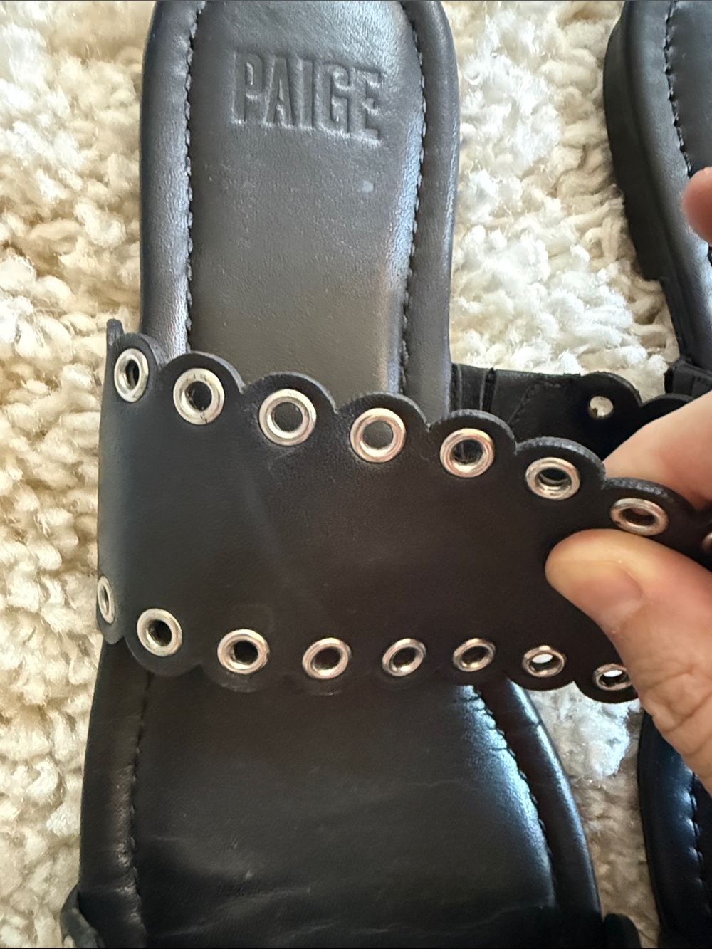 PAIGE Devyn Black Double-Strap Sandals - Picture 4 of 6